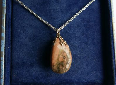 Vintage 925 Sterling Silver Brown Labradorite Pendant Necklace length 18" - 11,7g
