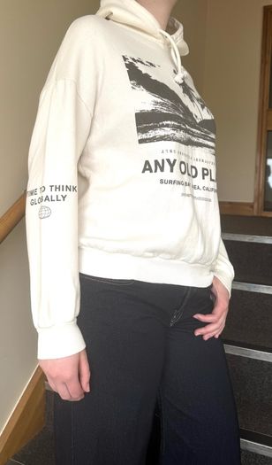 Pull & Bear Cream Graphic Hoodie - Size 8/S/36