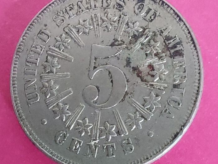 1866 American SHIELD Nickle coin