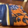 SAMOON scarf in navy with burnt orange and white Image 5