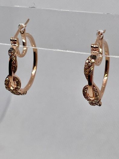 Champagne Diamond, Black Diamond J Hoop Half Hoop Earring