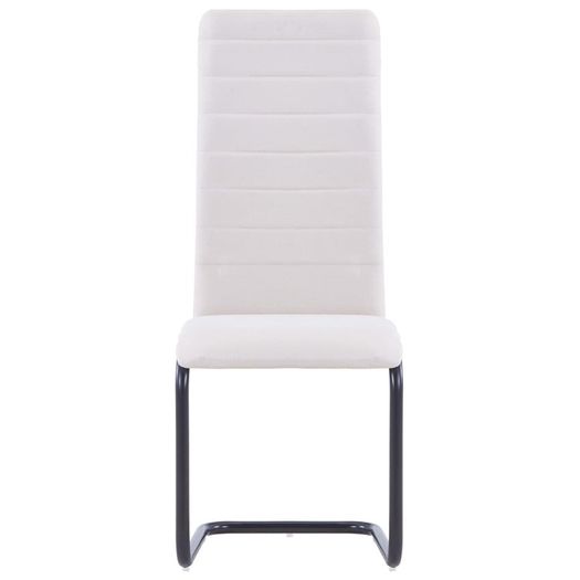 Cantilever Dining Chairs 2 pcs Cream Fabric