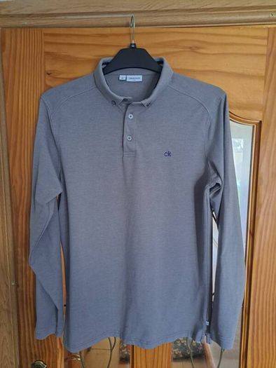 Calvin Klein Golf grey long sleeve men's polo shirt size M Postage included