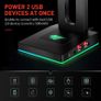 Havit RGB Headset Stand with 3.5mm AUX and 2 USB Ports Headphone Holder for Gamers Gaming PC Accessories Desk Black and White Image 2