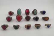 Heritage Antique Brass Jewellery Collection of 15 Mixed Rings