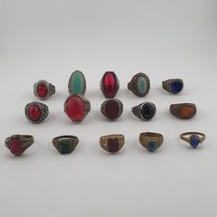 Heritage Antique Brass Jewellery Collection of 15 Mixed Rings