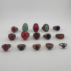 Heritage Antique Brass Jewellery Collection of 15 Mixed Rings