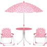 Kids Patio Table and Chair Set, Kids Garden Furniture with Umbrella, 4-Piece Bistro Set for Garden, Pink Image 2