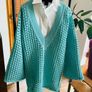 long v-neck turquoise jumper Image 2