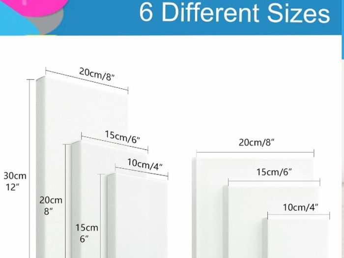 6 Set Blank Stretched Canvas Assorted Size Artist Canvas Multipack Canvases for Acrylic Oil Water Painting