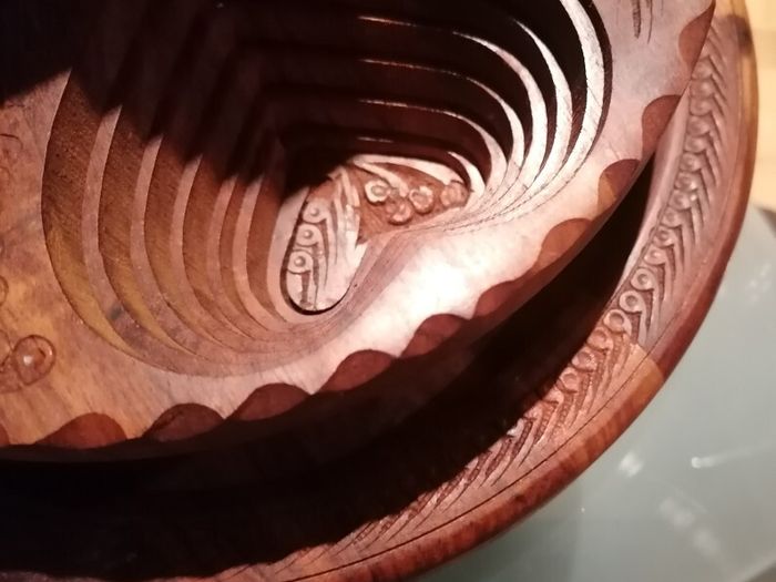 Handcarved Collapsible Wooden Basket