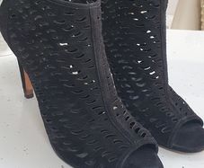 VIA SPIGA black leather suede open-toe high heels Sz 41 (Fit 7-7.5UK) - Rrp 125 (New)