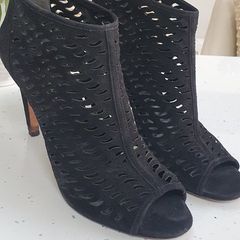 VIA SPIGA black leather suede open-toe high heels Sz 41 (Fit 7-7.5UK) - Rrp 125 (New)