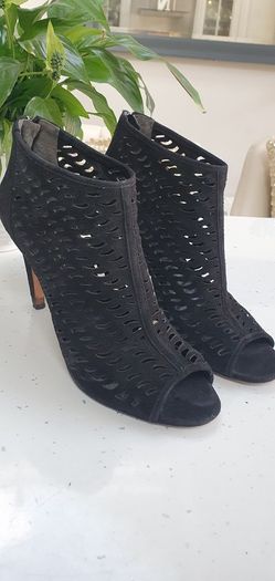 VIA SPIGA black leather suede open-toe high heels Sz 41 (Fit 7-7.5UK) - Rrp 125 (New)