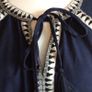 Next Ladies Navy Blue Cotton Linen Blend Boho Embrodierd Tassel Top L Includes postage Image 5
