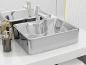 Wash Basin with Faucet Hole 48x37x13.5 cm Ceramic Silver