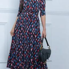 Jolie Moi Navy print dress size UK 12