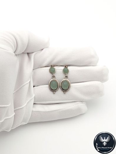 Vintage 925 Sterling Silver & Amazonite Earrings