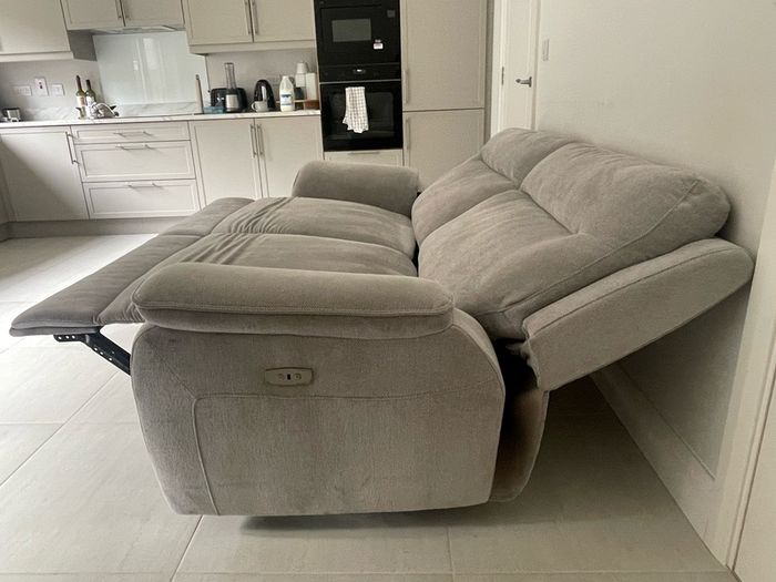 3 Seater Fabric Electric Recliner Sofa Light Grey