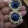 Vintage Blue and Gold Tone Earrings Image 3
