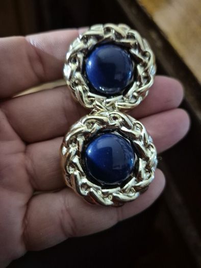 Vintage Blue and Gold Tone Earrings
