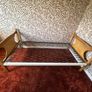 Vintage Mid Century Wooden Single Bed Frame with Metal Spring Base Image 4