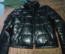 Leather style padded puffa jacket