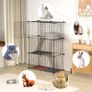 3 Tier Indoor Cat Cage Large DIY Cat Enclosure Small Animals Cages with 3 Doors, 2 Ladders 109 x 75 x 39 cm Anti-jumping Kitten Crate Indoor Use Pet Cages for Cats, Bunny, Chinchilla, Black Image 7