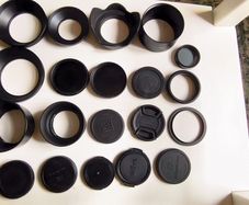 Selection of lens caps, hoods and variable ND filters