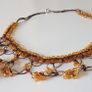 Hand Beaded Necklace & Ring /Amber Colour / A Nice Gift Image 3