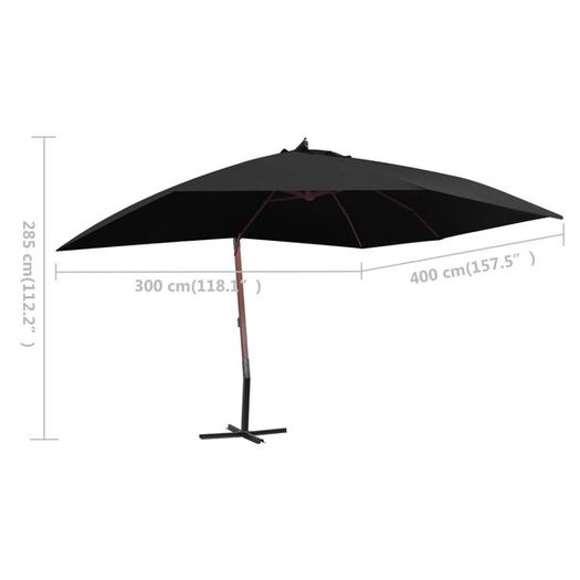 Hanging Garden Parasol with Wooden Pole 400x300 cm Blue