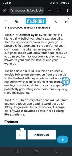 G7 Pro exercise bike