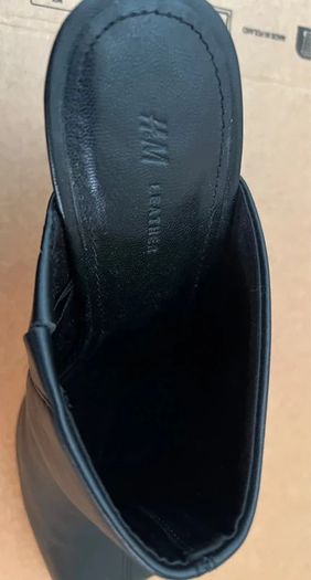 H&M black leather mules - square toe - size 35 (2)