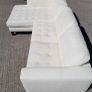 L shaped cream Italian leather couch Image 2