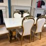 Gold Marble Kitchen Dining Table With 6 Chairs Image 5