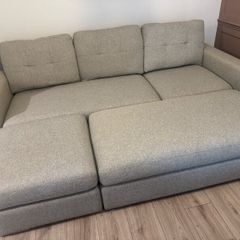 Couch with chaise and foot stool