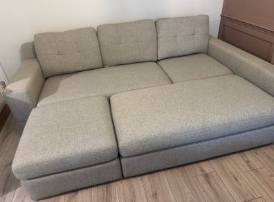 Couch with chaise and foot stool