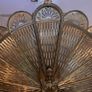 Vintage Brass Fireplace Screen Fan Gargoyle Peacock Griffin Image 4