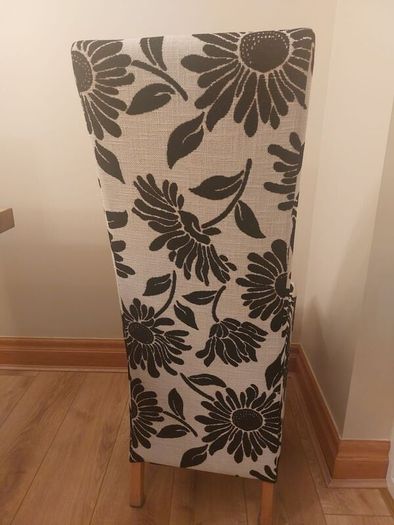8 Black & White Fabric Dining Chairs