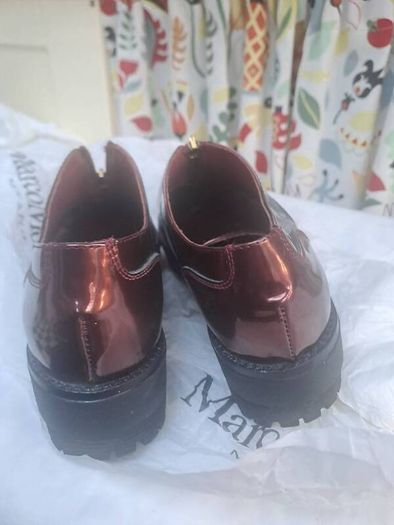 Marco Moreo platform patent leather maroon shoes