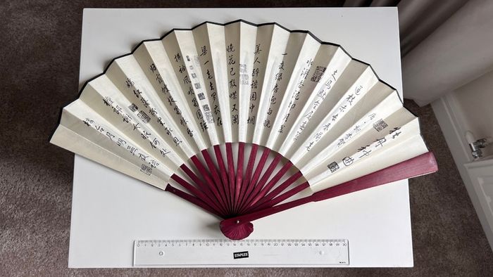 Large Vietnamese Style Bamboo Folding Silk Fan, 2pcs