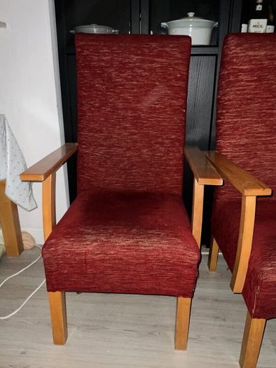 Single Accent Chair  Burgundy Fabric with Wooden