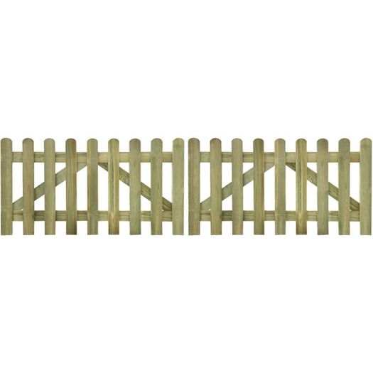 Picket Fence Gate 2 pcs Impregnated Wood 300x80 cm