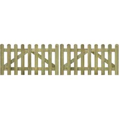 Picket Fence Gate 2 pcs Impregnated Wood 300x80 cm