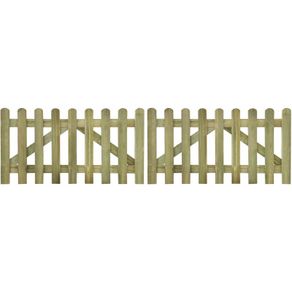 Picket Fence Gate 2 pcs Impregnated Wood 300x80 cm
