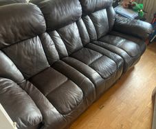 Arm chairs 3 seater 2 seater and one seater all recliner all chestnut brown leather