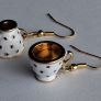 White & Gold Spotty Mini Teacup Drop Earrings Image 8