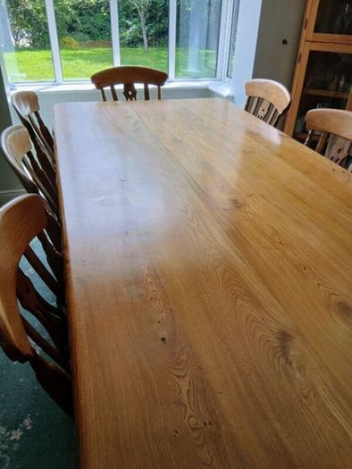 Custom-made Solid Elm Dining Table & 8 Chairs