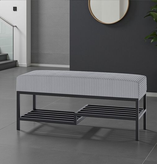Ashton Modern Upholstered Bench with Shoe Rack