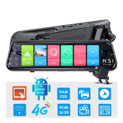 4g Car Dash Camera Dvr Rearview Mirror 4g Gps Navigation